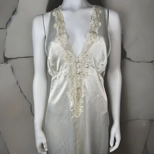Victoria's Secret VTG 90s GOLD LABEL Ivory Satin Nightgown Wedding Sz Large - Picture 1 of 17