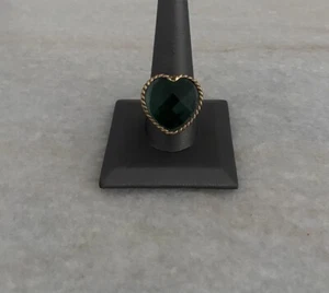 Sajen Ring Cocktail Amore Heart Marianna Richard Jacobs Green Crystal Size 11 - Picture 1 of 6