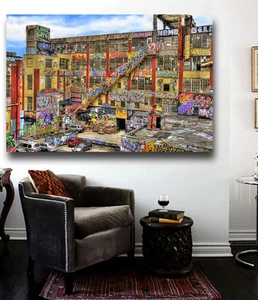 5Pointz building Graffiti Canvas Poster Print Wall Art 36 x 24 Five pointz NYC - Picture 1 of 2