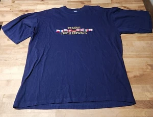 Vintage Mens 2XL Prague Czech Republic Embroidered Tourist Tshirt 1990s - Picture 1 of 4