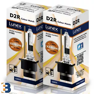 2 x D2R Genuine LUNEX XENON BULBS Original 35W 85V 4300K Colour Match +50% - Picture 1 of 1