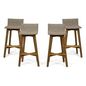 Christopher Knight Home La Brea Outdoor Acacia Wood and Wicker Barstools Set - Picture 1 of 8