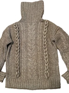 Suéter Abercrombie & Fitch Marled Marrón Taupe Tejido con Cable Cuello Tortuga Alto S Usado en Excelente Condición - Imagen 1 de 6