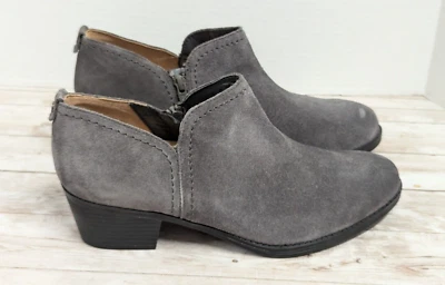 Naturalizer Mujer 10 Gris Negro Chelsea Botas Gamuza Cremallera Tacón Bloque Puntera Almendra Foto 1 de 4