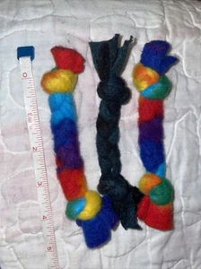 3 Count Hand Braided Fleece 4” Pet Pull Toy For Small Dogs, Recycled Fabric - Picture 1 of 3