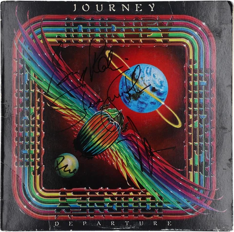 Journey Autographed Departure Album with 4 Signatures BAS Cover