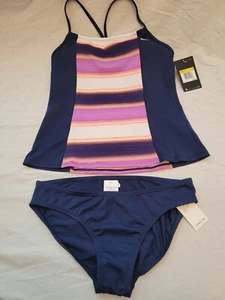 Nike Swim Tankini 2-Piece Racerback Swimsuit NESS8396 US Women's Sz Medium  - Picture 1 of 12