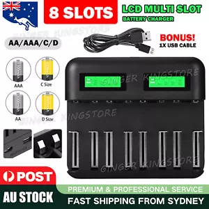 8 Slots Smart Battery Charger For AA AAA C D Size Rechargeable Batteries USB OZ - Picture 1 of 10