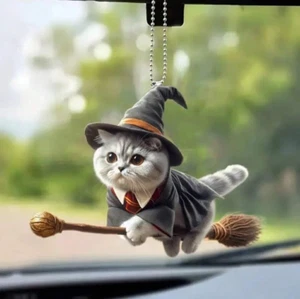 1pc New Design Acrylic 2D Magical Cat Car Pendant Ornament - NEW - Picture 1 of 6