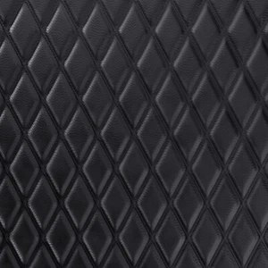 Black Faux Leather Quilted Fabric Double Diamond Stitch Vehicle Upholstery Foam - Picture 1 of 4