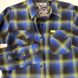 Dixxon the GILL Man Flanellhemd Herren mittelblau gelb schatten kariert Druckknopfleiste - Bild 1 von 9