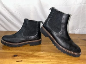 CASLON Miller Boots Water Resistant Leather Black Chelsea Chunky Soles Size 8.5 - Picture 1 of 8