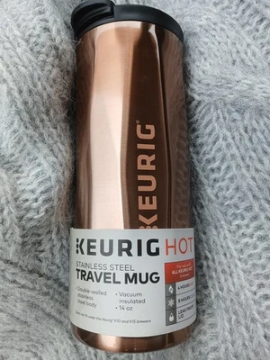 Keurig 14oz. Faceted Stainless Steel Hot Coffee Travel Mug - Copper (Brand New) - Image 1 of 4