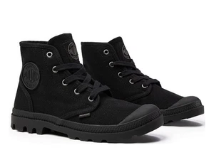 Palladium Pampa Hi-Top Stollensohle Canvas Kampfstiefel dreifach schwarz Herren Größe 13 - Bild 1 von 11
