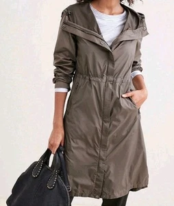 Garnet Hill Longline Cinch Black Raincoat/Wind Breaker Sz Small Chic Lightweight - Picture 1 of 13