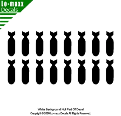 AVERY HIGH PERFORMANCE VINYL Bombs Fighter Bomber Military WW 2 Vertical High Quality Die Cut Vinyl Decal