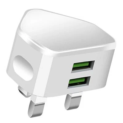 Cargador de pared adaptador de enchufe de 3 pines de red del Reino Unido de 1/2/3 puertos USB doble para teléfonos tabletas - Imagen 1 de 4