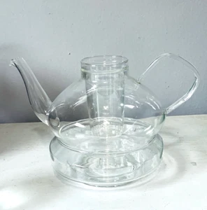 Schott Mainz Jenaer Glas Glas Teekanne mit Teeei & Wärmeboden - 50er Jahre Germany - Bild 1 von 6