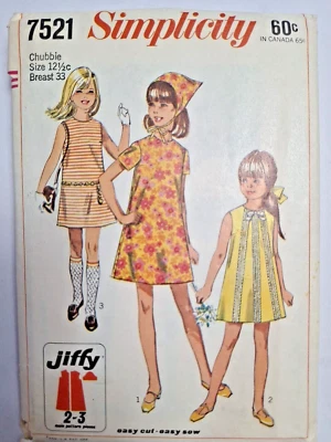 Dress A Line Girls 12 1/2 Simplicity 7521 Sewing Pattern VTG Jiffy Sleeveless - Image 1 of 4