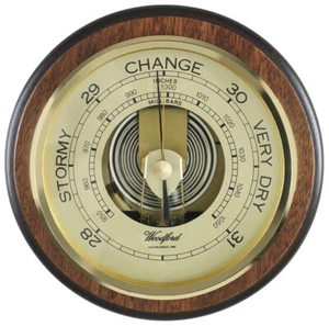 Holz Mahagoni Furnier Rundbarometer, Wettervorhersage von Woodford 1611 - Bild 1 von 1