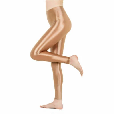 Womens WET LOOK Shiny Stretch Leggings Gym Sports Trousers High Waist Yoga Pants - Image 1 of 4