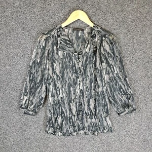 David Lawrence Womens Blouse Top Size 6 Grey Button Up Sheer Career Corporate - Picture 1 of 9