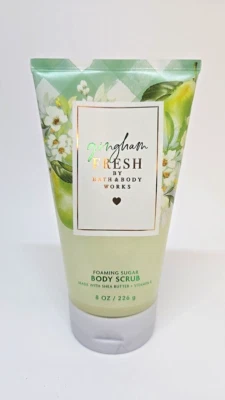 Esfoliante corporal Bath & Body Works Gingham Fresh Foaming Sugar 8 oz novo e lacrado - Imagem 1 de 2