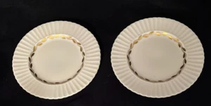 2 Vintage Lenox Vassar 314 Ribbed Cream 14K Gold Vine Accent Dessert Plates MCM - Picture 1 of 3