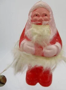Vtg Hard Plastic Santa Rattle Noise Maiker Toy with Real Fur Trim Candy Containr - Picture 1 of 1
