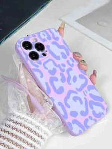 Lila Leopard TPU Stoßfeste Handyhülle für iPhone 16 Pro Max Gulaxy 25 Ultra - Bild 1 von 4