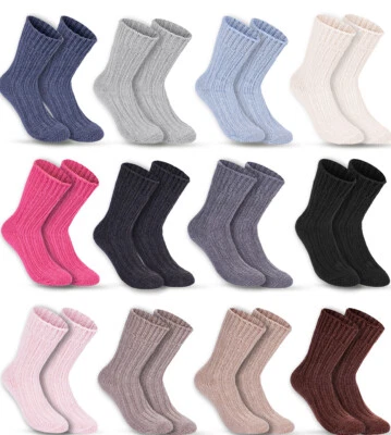 Lot de 4 Chaussettes en Alpaga avec Laine Alpaga Chaude Épais Hiver Homme Femme