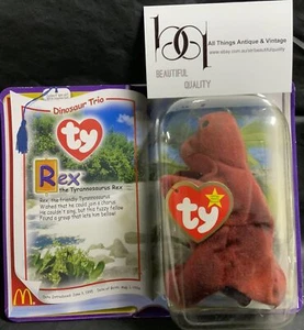 Ty Beanie Baby Rex Tyrannosaurus 1995 - McDonald's Nuevo Paquete Sellado Raro - Imagen 1 de 7