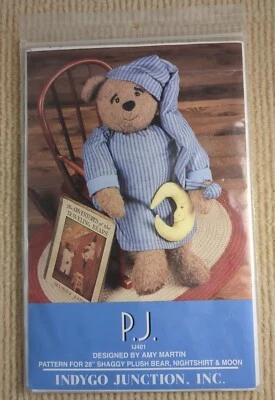 Indygo Junction #IJ401 - P.J. - Sewing Pattern 28" Shaggy Plush Bear, Nightshirt - Image 1 of 3