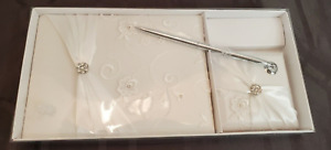 Lillian Rose White Lace Guest Book with Pen Set 