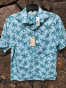Caribbean Palm Print Short Slv Hawaiian Camp Cotton Shirt M,L,XL NWT$69 ST5WC143 - Picture 1 of 3
