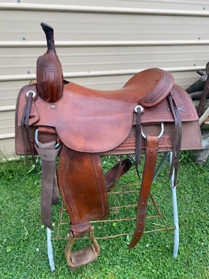 Used 16.5" Rodney Carter Western cutting saddle custom made USA - Image 1 of 4