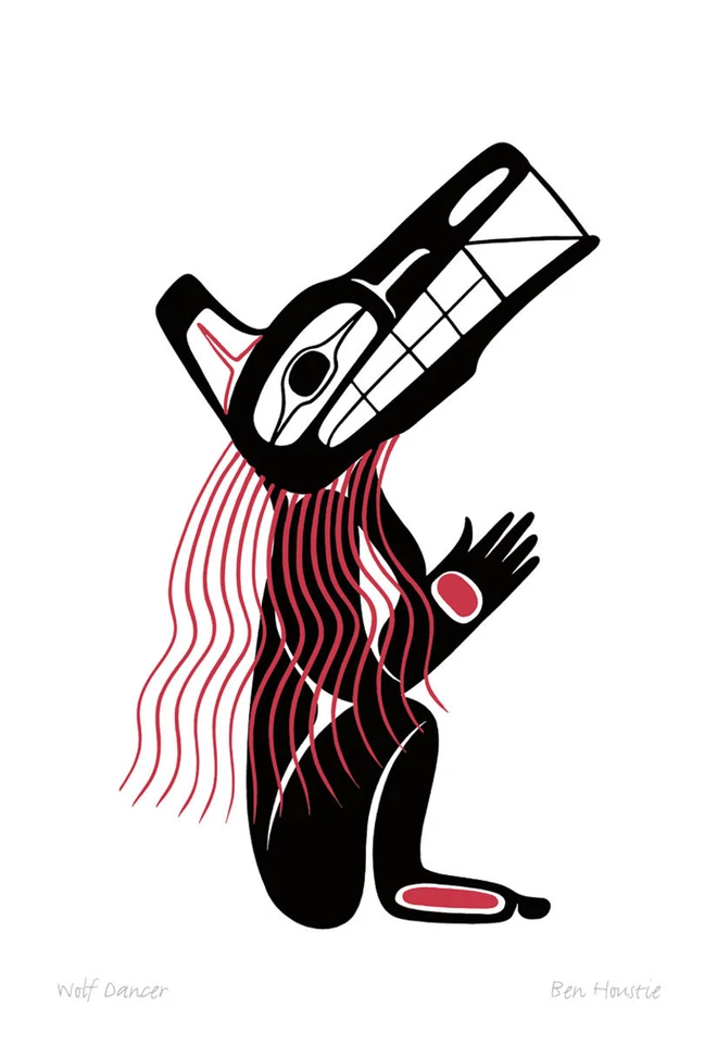 Tarjeta de arte Wolf Dancer Ben Houstie Nación Heiltsuk Bella Nativa Foto 1 de 1