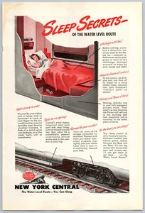 1946 New York Central Railroad Sleep Secrets Post WWII Travel Vintage Print Ad - Picture 1 of 3