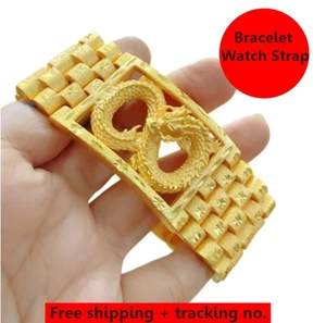 Bracelet 24k Watch Strap Thai Gold Plated Solid Yellow Chain Jewelry 20 Baht - Picture 1 of 3