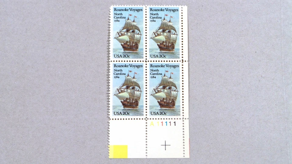 Scott #2093 Stamps 1984 Roanoke Voyages North Carolina 20c Block of 4 - Image 1 of 1