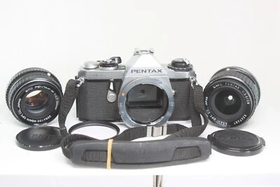 Pentax ME 35mm SLR Film Camera + SMC Pentax-M 50mm F/1.7 + 28mm F/3.5 Lens - Image 1 of 4