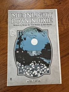 1919 Moonlight Down In Dixie spartiti musica luna piena cotone campo fiume Golfo Feist - Foto 1 di 3