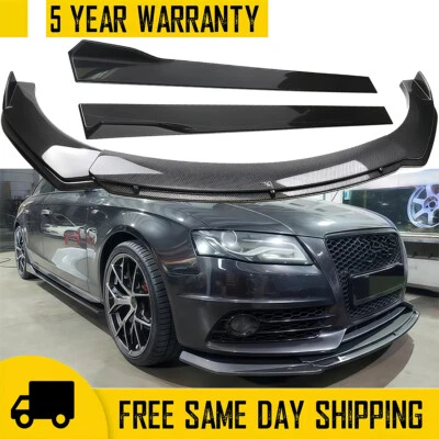 For Audi RS Q8 S5 S6 S7 Carbon Fiber Front Bumper Lip Splitter + Side Skirts Kit Foto 1 de 4