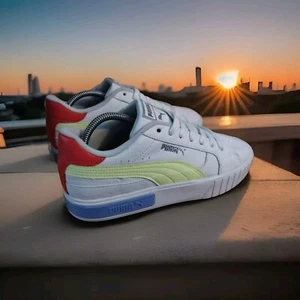 Women's PUMA Cali Star Puma White/Fizzy Light/Elektro Green, Pink, Blue Size 10 - Picture 1 of 12