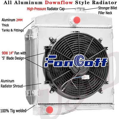 Radiador de 4 filas + ventilador de cubierta para Jeep Willys 1955-1958 1959-71 CJ3 CJ5 CJ5A CJ6 CJ6A Foto 1 de 4