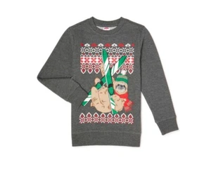 Boys Sizes 6-7, 8, 14-16 Christmas Sweatshirt Fleece Crew neck Sweater GRAY NWT - Picture 1 of 4