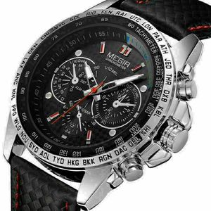 MEGIR Waterproof Men's Stainless Steel Analog Sports Quartz Military Wrist Watch