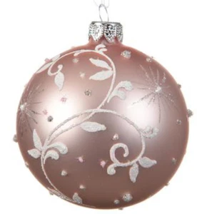 Baumschmuck Kugel Glas 6-teilig Rosa Blätter (K057658) Christbaumkugeln - Bild 1 von 1
