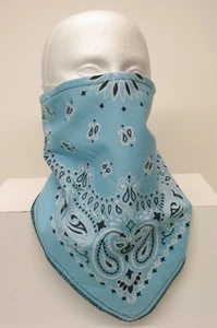 Fleece lined light blue paisley fierce face protection mask - Picture 1 of 1