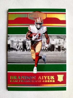 2020 PANINI PLATES & PATCHES GREEN BRANDON AIYUK RC! 11/25! 1/1! JERSEY #! - Image 1 of 4